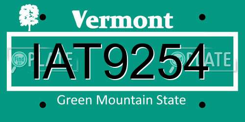 IAT9254 Vermont License Plate