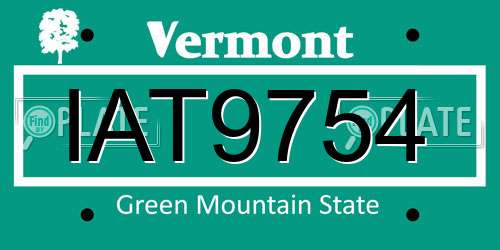 IAT9754 Vermont License Plate