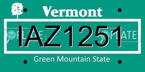 IAZ1251 Vermont License Plate