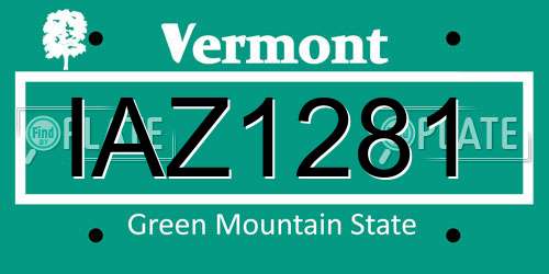 IAZ1281 Vermont License Plate