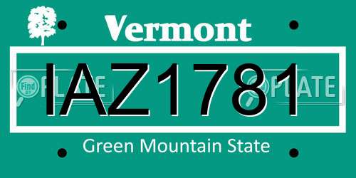 IAZ1781 Vermont License Plate