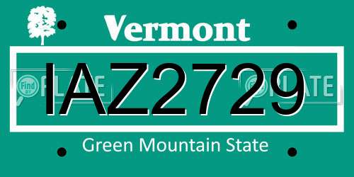 IAZ2729 Vermont License Plate