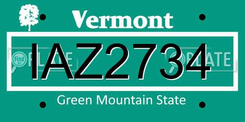 IAZ2734 Vermont License Plate