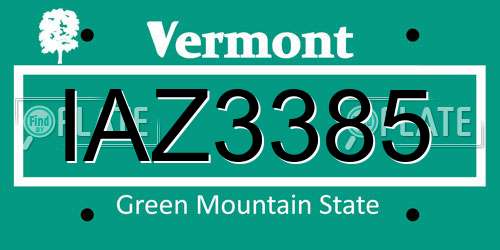IAZ3385 Vermont License Plate