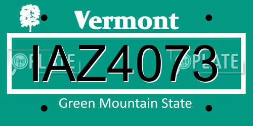 IAZ4073 Vermont License Plate