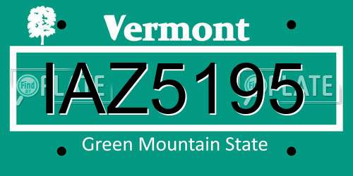 IAZ5195 Vermont License Plate