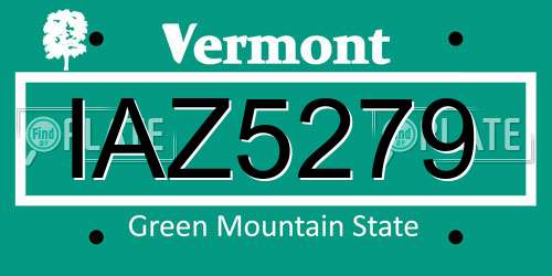 IAZ5279 Vermont License Plate