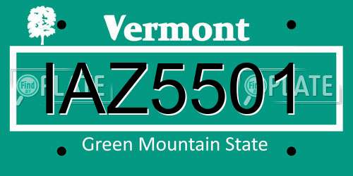 IAZ5501 Vermont License Plate
