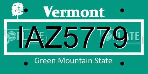 IAZ5779 Vermont License Plate