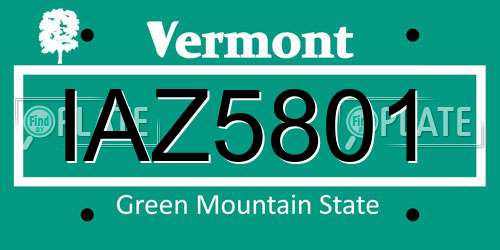 IAZ5801 Vermont License Plate