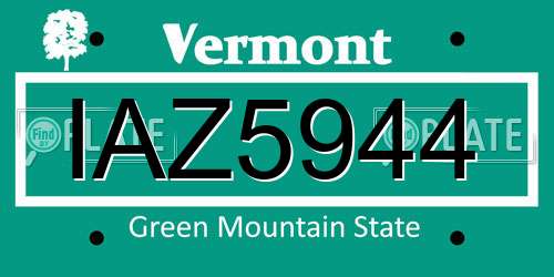 IAZ5944 Vermont License Plate