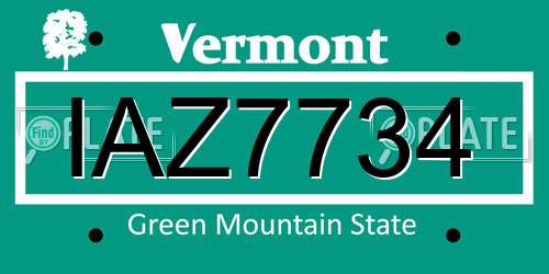 IAZ7734 Vermont License Plate