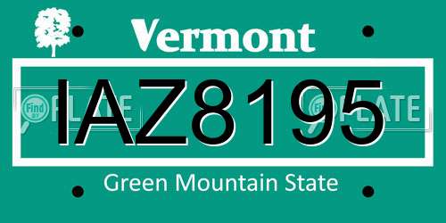 IAZ8195 Vermont License Plate