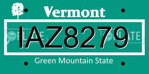 IAZ8279 Vermont License Plate