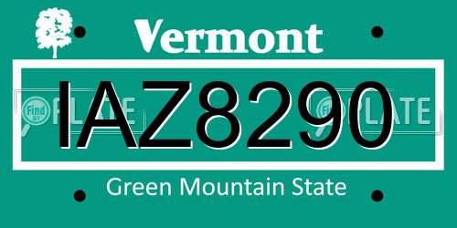 IAZ8290 Vermont License Plate