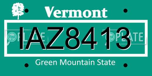 IAZ8413 Vermont License Plate