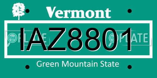 IAZ8801 Vermont License Plate