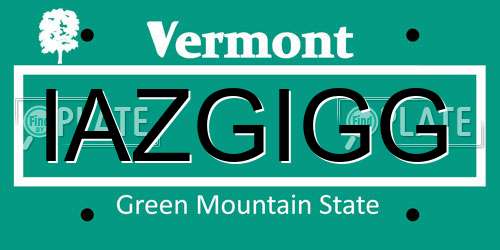 IAZGIGG Vermont License Plate