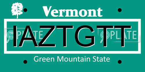 IAZTGTT Vermont License Plate