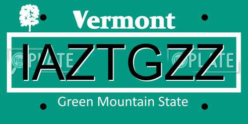 IAZTGZZ Vermont License Plate