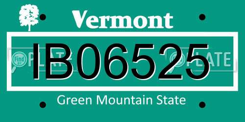 IB06525 Vermont License Plate