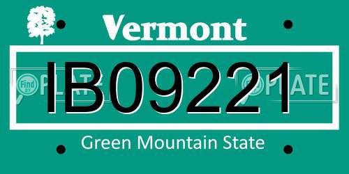IB09221 Vermont License Plate