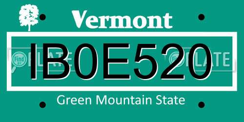 IB0E520 Vermont License Plate