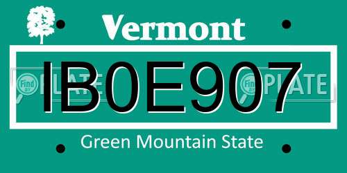 IB0E907 Vermont License Plate