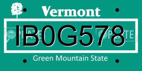 IB0G578 Vermont License Plate