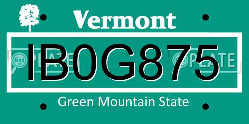 IB0G875 Vermont License Plate