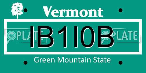 IB1I0B Vermont License Plate