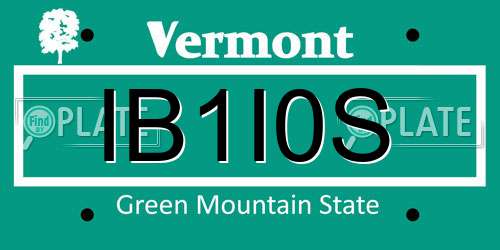 IB1I0S Vermont License Plate