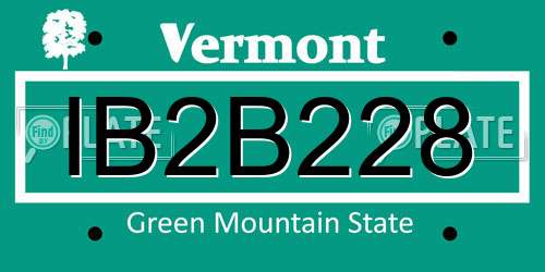 IB2B228 Vermont License Plate