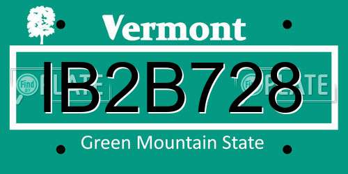 IB2B728 Vermont License Plate
