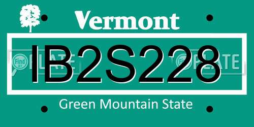 IB2S228 Vermont License Plate