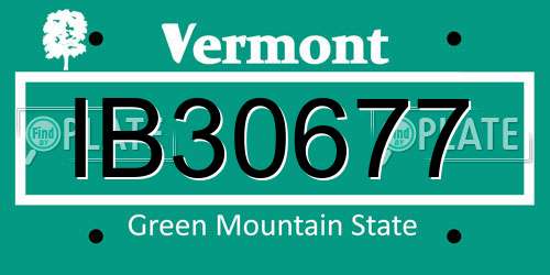 IB30677 Vermont License Plate