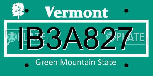 IB3A827 Vermont License Plate