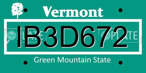 IB3D672 Vermont License Plate