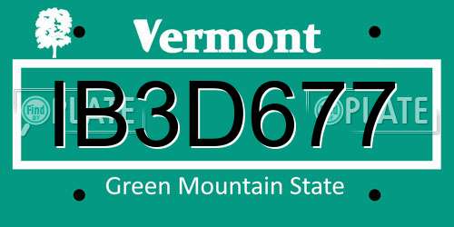 IB3D677 Vermont License Plate