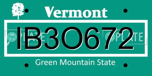 IB3O672 Vermont License Plate
