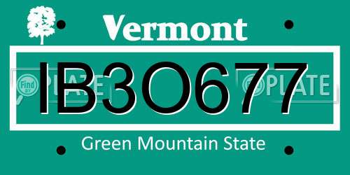 IB3O677 Vermont License Plate