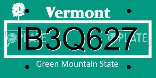 IB3Q627 Vermont License Plate