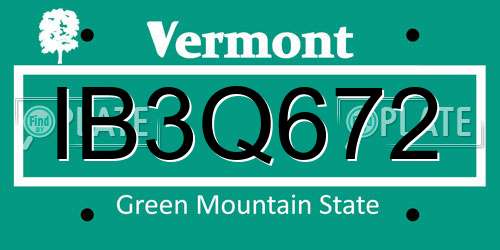 IB3Q672 Vermont License Plate