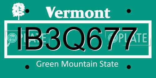 IB3Q677 Vermont License Plate