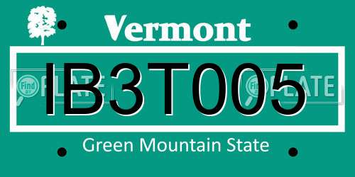 IB3T005 Vermont License Plate