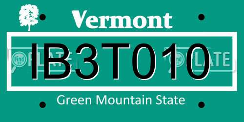IB3T010 Vermont License Plate