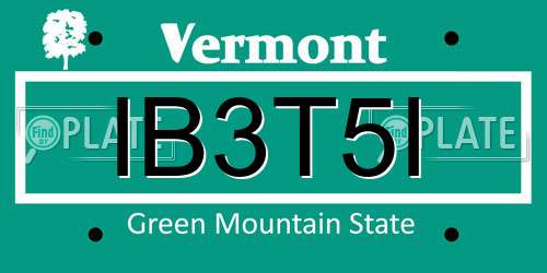 IB3T5I Vermont License Plate