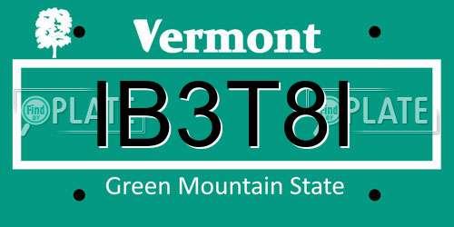 IB3T8I Vermont License Plate