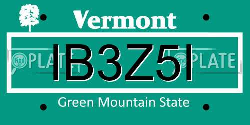 IB3Z5I Vermont License Plate