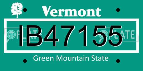 IB47155 Vermont License Plate
